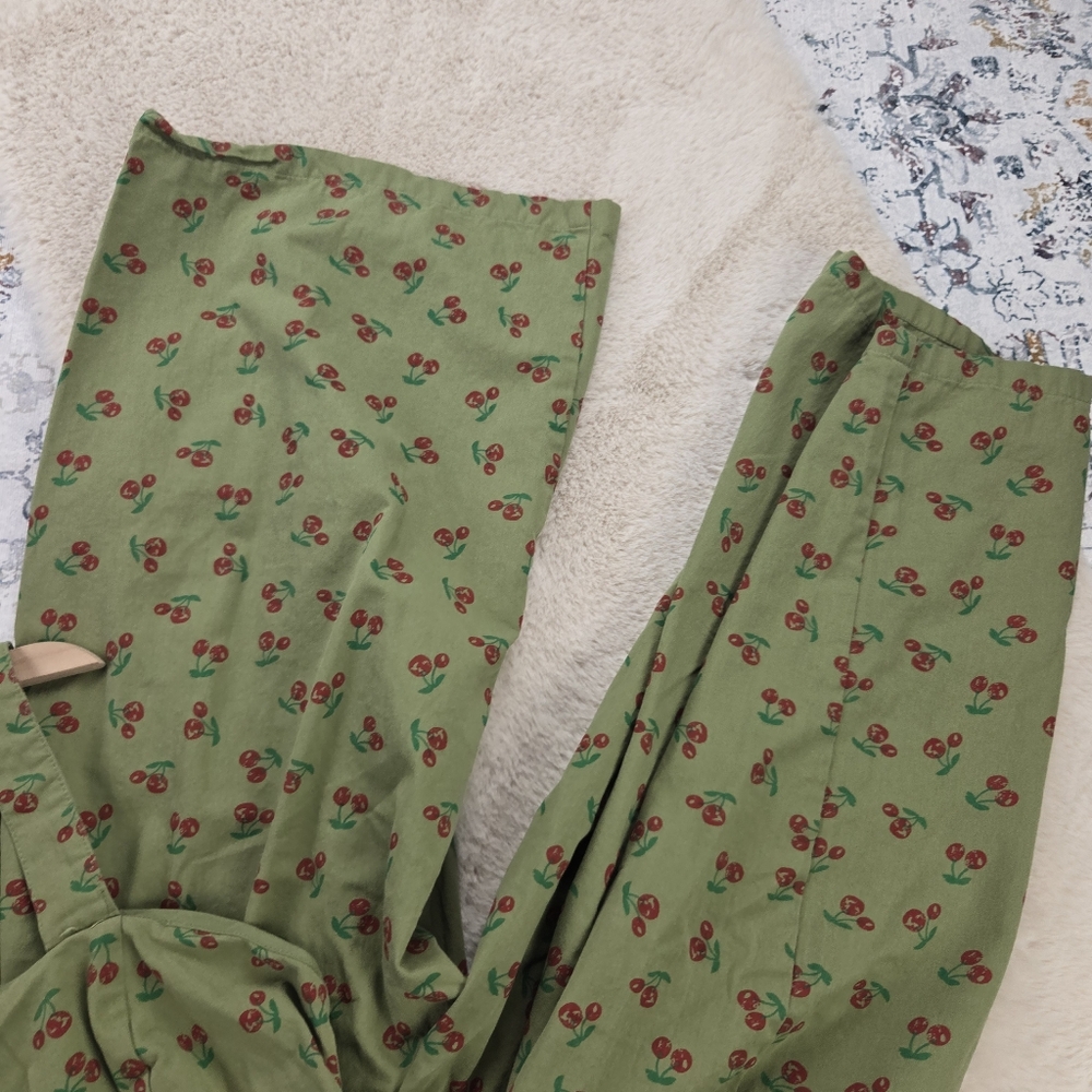 Modcloth Green Cherry Print Jumpsuit Women XL - Picture 3 of 10